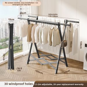 MINGZHI | Foldable Thickened Outdoor Drying Rack Floor Standing Clothes Hanger