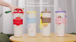 MEECOPA 710ml Vacuum Straw Tumbler Hot And Cold Coffee Cup Ceramic Liner Outdoor Mug