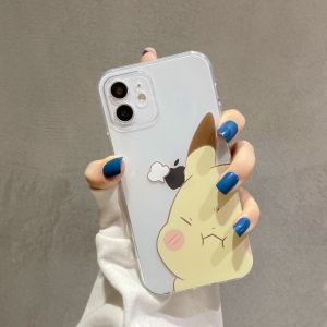Cartoon Cute Pokemon Turtle Sticker Silicone Phone Case for Apple 12 pro Max iPhone 13 Transparent Pikachu Anti-Fall Soft Shell