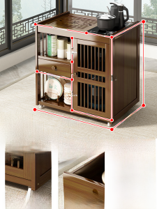Movable Tea Table Small Tea Table Solid Wood Tea Cabinet with Wheels Living Room Home Balcony Kettle Integrated Kung Fu Side Tea Table