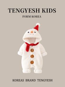 South Korea Tengyesh Baby One Hundred Days Christmas Costume: A Super Cute Snowman Jumpsuit