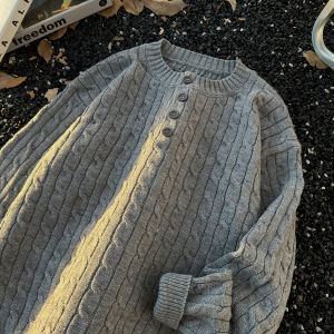 เสื้อสเวตเตอร์คอฮันนาเบิร์กทรงหลวมสำหรับผู้ชาย เสื้อสเวตเตอร์ถักแบบลำลองฤดูใบไม้ร่วง/ฤดูหนาว CleanFit เสื้อชั้นในสำหรับใส่ด้านใน