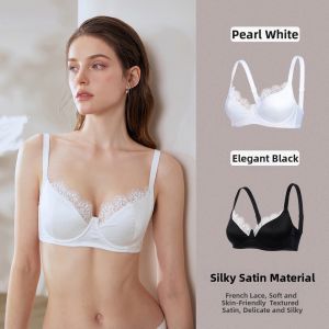 Anti-Sagging Gathering Small-Bust Lace Bra with Soft Underwire