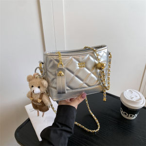 Silver Bucket Bag Womens New 2025 High-End Luxury Miniature High-End Sensation Elegant Commuter Crossbody Chain Handle Bag