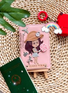 (Chat chốt tên-chọn màu)vỏ hộ chiếu CHIBI-bọc hộ chiếu hình người-bao hộ chiếu hình dễ thương