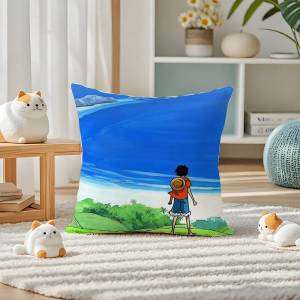 Bandai | One Piece Jinbe Helmsman Anime Plush Pillow Cover Soft Short Plush Cushion Cover For Sofa Bedroom Home Decor Gift Decoration