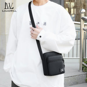 LouisWill กระเป๋าสะพายข้างกระเป๋าหน้าอกลำลองกระเป๋าสะพายไหล่ของผู้ชายกระเป๋าสะพายไหล่แฟชั่นกระเป๋าหน้าอกลำลองกระเป๋าสะพายไหล่กันน้ำลำลองหนัง PU กระเป๋าถนนสำหรับการเดินทางกลางแจ้ง