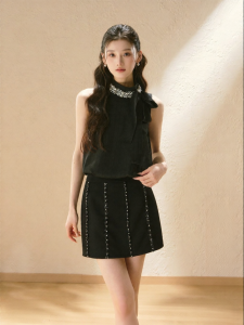 oshea | Áo Blouse Không Tay Kiểu Cung Cầu Pháp Bằng Satin Sang Trọng