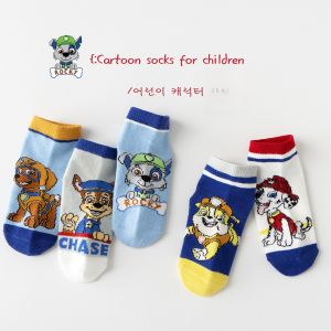 Boys Cotton Socks Cartoon Police Dog Paw Patrol Short Tube Socks Absorb Sweat Spring Summer Childrens Wearable Art Footwear