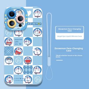 Asina | Cartoon Doraemon Liquid Silicone Case for iPhone 15 Pro Max 14 Pro 13 Protection