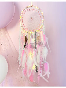 Mặt Dây Chuyền Trang Trí Thủ Công Bằng Lông Vũ Và Hạt Pha Lê Dream Catcher Phong Cách Châu Âu Trang Trí Phòng Khách