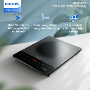 [QUÀ TẶNG HẤP DẪN - SLCH] Bếp từ đơn Philips HD5850/90 | 10 chế độ| 2000W - Hàng Chính Hãng