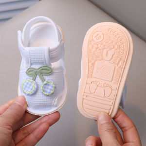 Baby Girls Summer Slip-On Shoes Soft Bottom Breathable Cotton Shoes with Magic Tape Anti-Slip Walking Shoes Head Cover Sandals