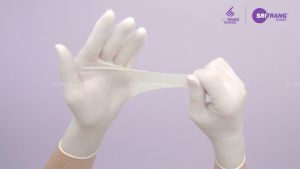 Găng tay cao su y tế có bột 4.8g màu trắng Sgloves Thái Lan siêu dai dày hộp 100 chiếc nhám đầu ngón tay găng tay latex