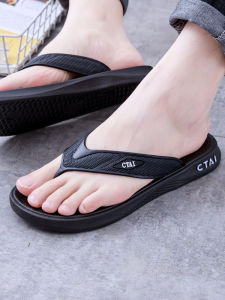Mens Summer 2024 New Beach Anti-slip Wear-resistant Sandals Bath Outdoor Slippers Simple Style PVC Material Flat Heel Letter Pattern