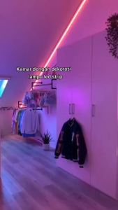 Lampu plafon hiasan ruangan tidur aesthetic kamar led strip rgb dinding plafon tv komputer meja dekorasi lampu tempel dinding led RGB remote