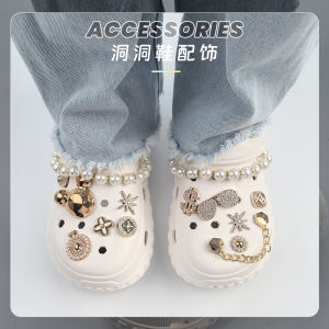 Phụ Kiện Giày Đế Bằng DIY Có Thể Tháo Rời Trang Trí Đính Đá Rhinestone Và Ngọc Trai Khóa Giày Nhỏ Phong Cách Nước Hoa