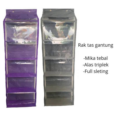 Rak Tas Gantung Polos Jumbo 6 susun Alas triplek