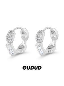 GUDUD | Full Diamond Pig Nose Silver Earring