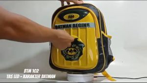 RIZBAG - Tas sekolah anak laki-laki - tas ransel LED karakter batman waterproof (anti air) + bonus