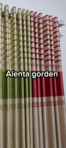Gorden Jendela Pintu Minimalis Motif Garis Tebal Smokring 6 Gelombang 12 Lubang Ring