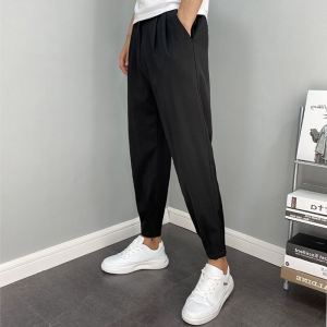กางเกงสูทขาจั๊มกางเกงลำลองเก้าส่วนสไตล์เกาหลีรุ่นฤดูใบไม้ผลิและฤดูร้อนสำหรับผู้ชายกางเกงสูททรงฮาเร็มขาเดฟทรงหลวมหล่อเท่ยอดนิยมแมทช์ลุคง่าย