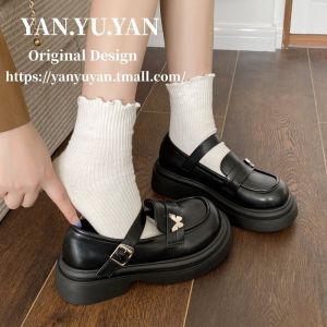 Womens Thick Bottom Mary Jane Shoes Soft Sole Butterfly Design Japanese Style JK School Uniform White Retro Fall New Arrival