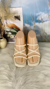 New summer square toe casual women outer wear lace up versatile sandals 2137#