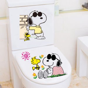 Creative Snoopy Cute Cartoon Bathroom Waterproof Toilet Lid Decorative Stickers Refrigerator Funny Toilet Stickers Renovation
