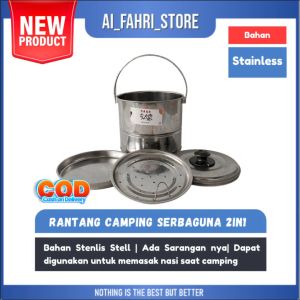 Alat masak camping Rantang 2in1 Serbaguna Rantang sekaligus Dandang Bahan Stainless Stell