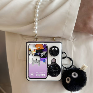 เคสโทรศัพท์มือถือ Oppo Find N3 Flip กระเป๋าสะพายข้างพับได้ ป้องกันการตกหล่น หนังเทียม ดีไซน์น่ารัก สำหรับผู้หญิง