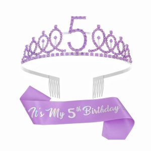 Bộ Vương Miện Và Dải Băng Sinh Nhật 2 Món/bộ Dành Cho Bé Gái Và Phụ Nữ - Bộ Vương Miện Và Dải Băng Hợp Kim Dành Cho Các Bữa Tiệc Sinh Nhật Từ 3 Đến 10 Tuổi