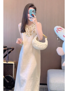 SHANGSHA | Elegant and Stylish Sleeveless White Dress