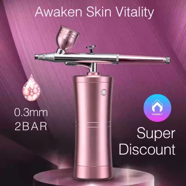 Guihydur Draagbare Airbrush Compressor Airbrush Set voor Roze Nagelkunst Kapper Make-up Schilderij