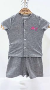 Bộ quần áo cộc tay cài thẳng nhiều màu sắc cho trẻ sơ sinh và trẻ nhỏ Boube vải Cotton organic thoáng mát - Size 0-24M