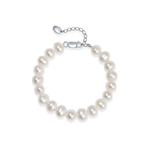 Genuine Freshwater Pearl 925 Silver Large High Luster Bracelet