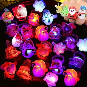 10ชิ้นแหวนไฟคริสมาสต์ของขวัญปาร์ตี้คริสต์มาส LED แหวนเรืองแสงอุปกรณ์ปาร์ตี้คริสต์มาสกระพริบเปล่งปลั่งแหวนนิ้วมือสำหรับเด็กผู้ใหญ่ตกแต่ง