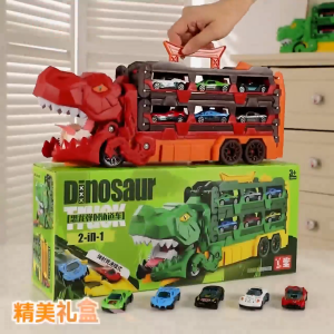 【Free 6 Mobil Car】157CM Dinosaur Truck Toy Dinosaur Eating Cars Educational Toy Novelty Dinosaur Swallowing Truck Childrens Puzzle Toy Car