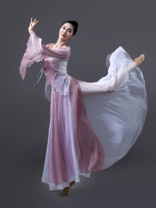 Elegant Tencel Dance Skirt with Large Swish for Performances Chinese Style Long A-Line Skirt Striped Pattern Natural Waist