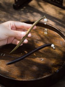 Shi Family Pearl Simple Black Ebony Hairpin New Chinese Style High End Ancient Wind Qipao Pearl Hair Accessories