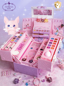 Non-toxic Childrens Makeup Toy Set Princess Theme Birthday Gift for Girls Kids Nail Polish And Cosmetic Box Simulation Play