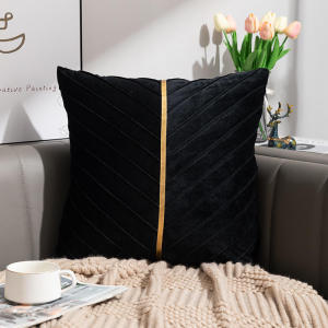 1pc pleated decorative gold striped decorative pillowcasesolid color cushion cover suitable for sofasbedroomsand beds