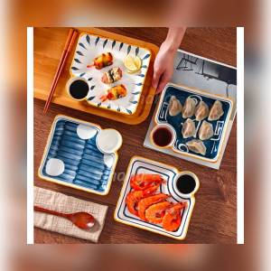 จานเซรามิค สไตล์ญี่ปุ่น จาน+ช่องน้ําจิ้ม มีให้เลือก แบบ1ใบ2ใบ4ใบ (ราคาต่างกันค่ะ) CH0549 โปรดอ่านรายละเอียดก่อนซื้อค่ะ