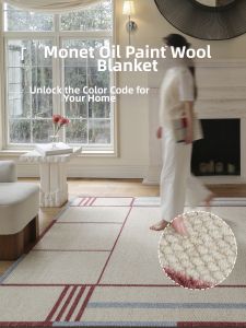 Aesthetic and Dopamine Styled Wool Blend Carpet for Living Room Bedroom