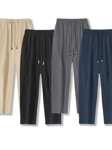 Quần Âu Nam Ống Đứng Mùa Hè Mỏng Thoáng Khí Thoải Mái Quần Dài Thường Ngày Cạp Vừa Màu Trơn Quần Dài