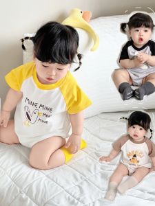 Cute Baby Girl Summer Short Sleeve Cotton Romper Thin Pure Cotton Butt Covering Clothes Infant Clothing Baby Girl Outfit