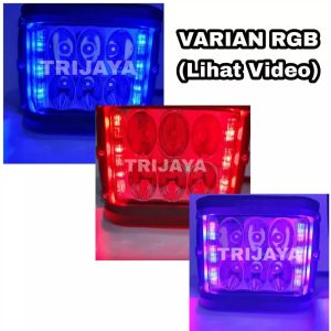 Lampu Tembak Sorot LED CWL 6 Mata Strobo Biru Merah RGB BESAR Motor Mobil Senja CREE WORKLIGHT Offroad 3 Mode 3x3 2 Baris Waterproof