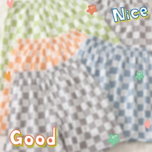 2025 Summer Childrens Cool Breathable Loose Casual Plaid Cotton Shorts for Boys and Girls Cartoon Home Sleep Pants