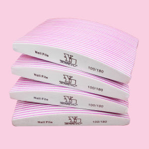 Trắng Dũa Móng Tay Bộ Đệm 100/180 Nhám Nửa Vầng Trăng 2 Mặt Giấy Nhám Cho Gel Ba Lan Làm Móng Tay Acrylic Chà Nhám Móng Tay Dụng Cụ