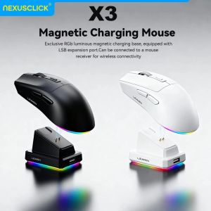 NexusClick Dual Mode Wireless Gaming MouseLightweight RGB Backlit Magnetic Charging Dock DPI Adjustable Ergonomic for Laptop PC